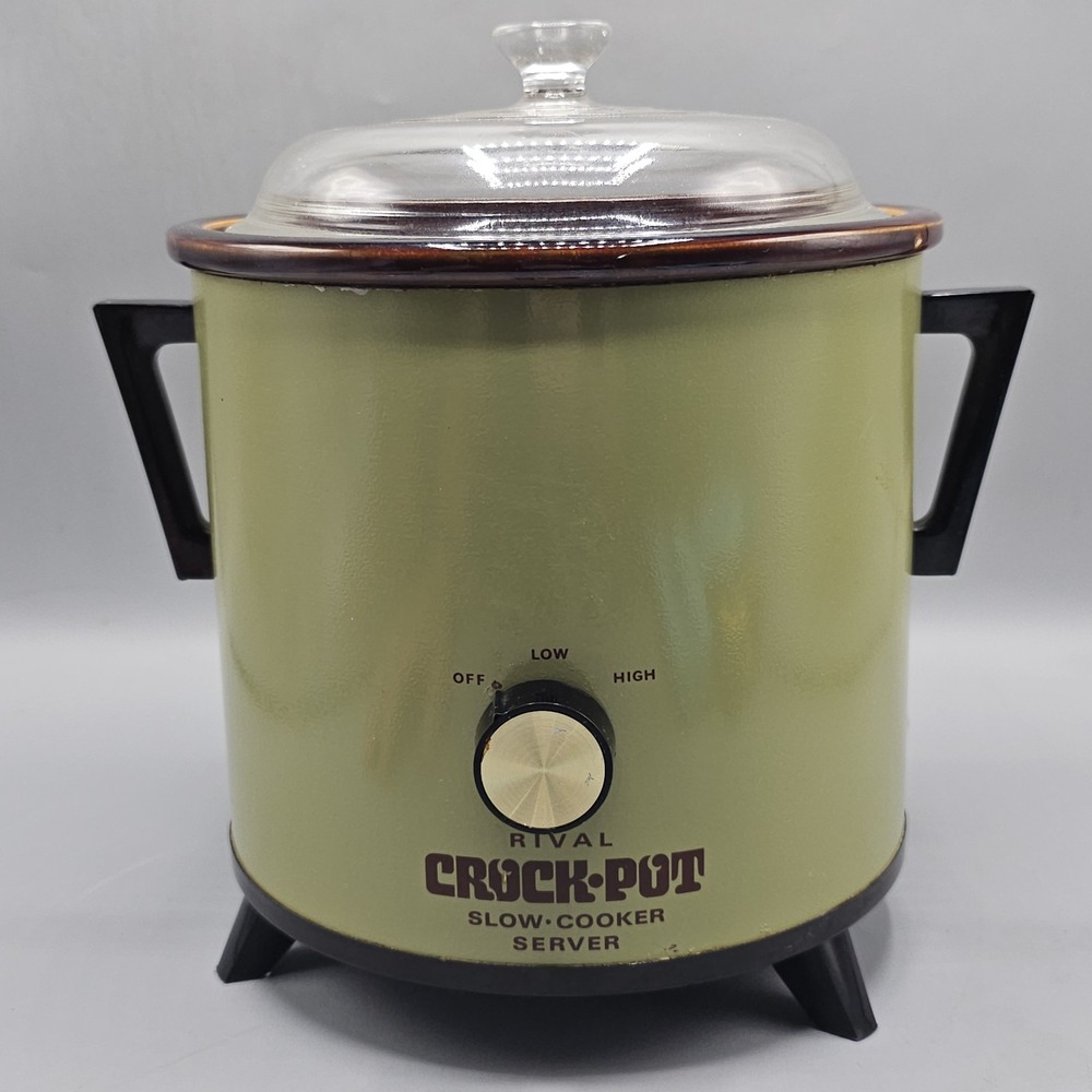 Vintage Rival Avocado Green Crock Pot  3101 Slow Cooker 3.5qt Tested Grandmacore
